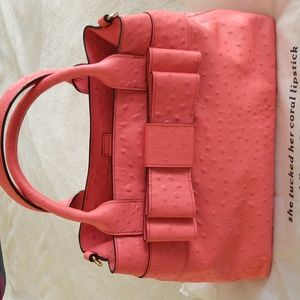 NEW KATE SPADE Charm City Desert Rose Provence Satchel Ostrich Embossed Leather